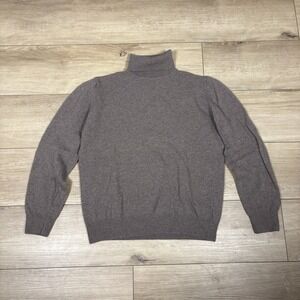 M&S Jumper 14 Brown Tan Womens Roll Neck Knit Pullover Sweater 100% Pure Wool